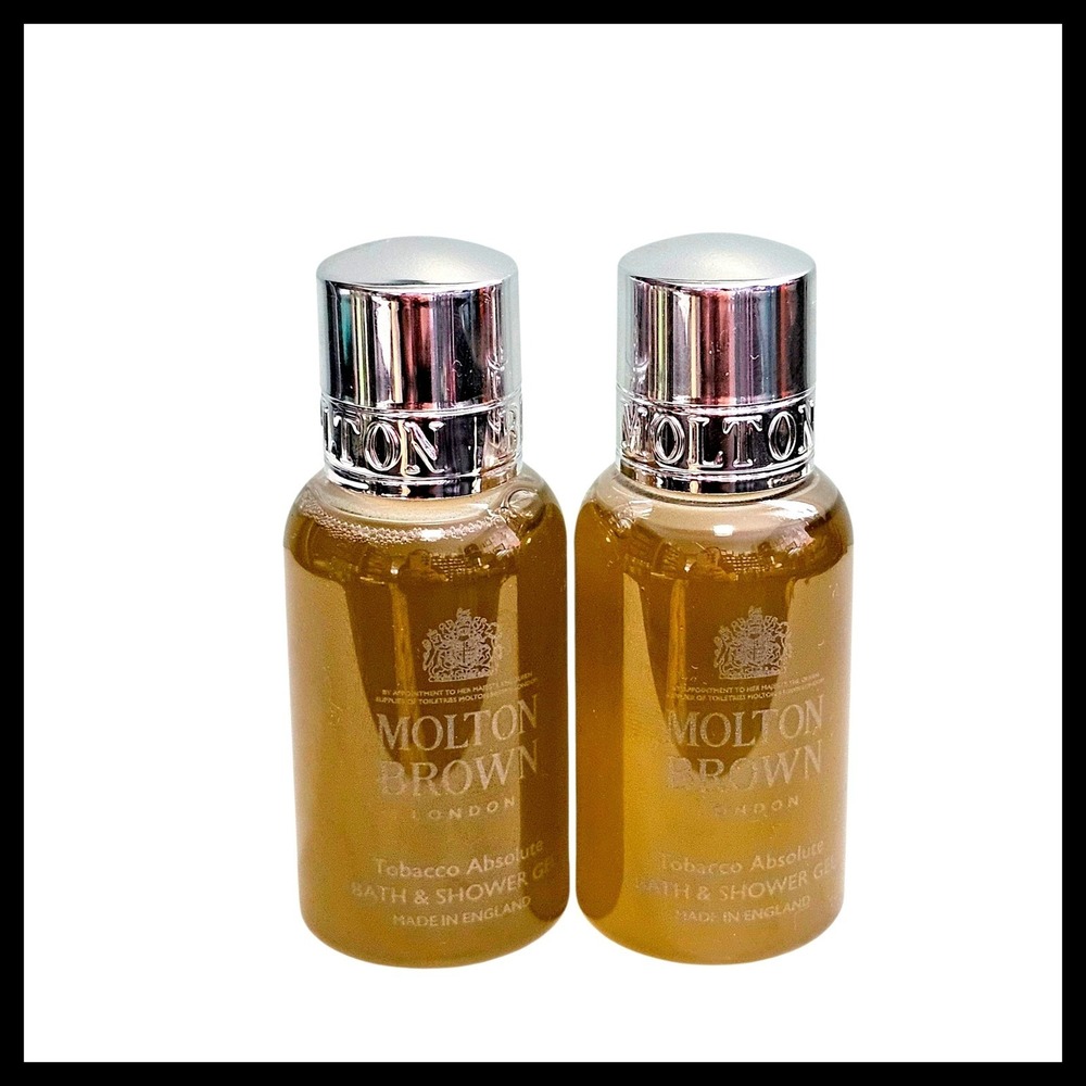 2 x Molton Brown Tobacco Absolute Bath & Shower Gel 1 fl oz / 30 ml Travel Size